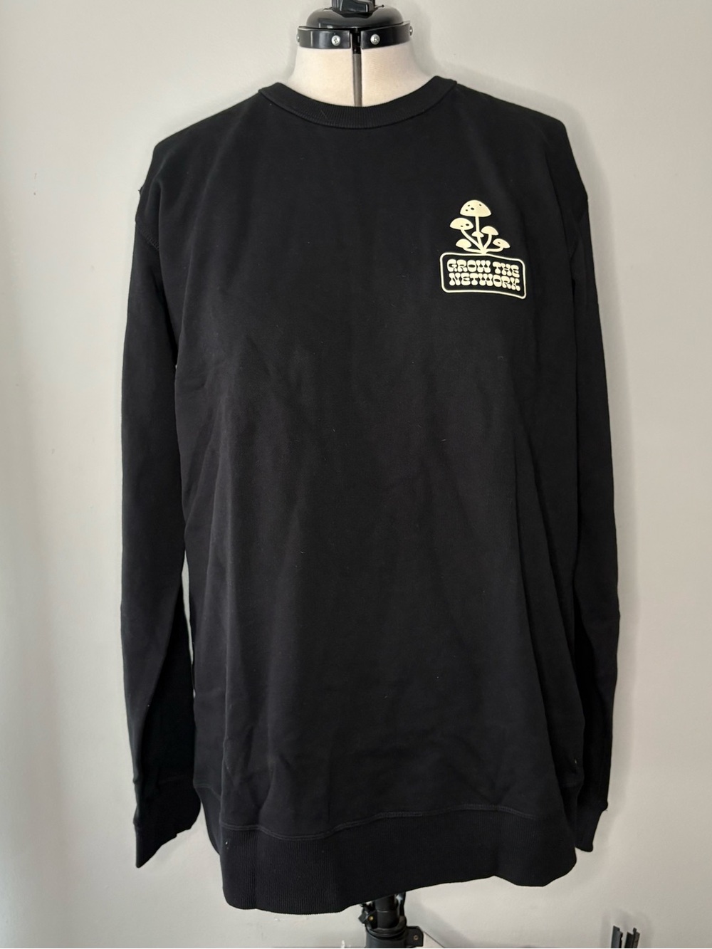 Black Graphic Crewneck Sweater